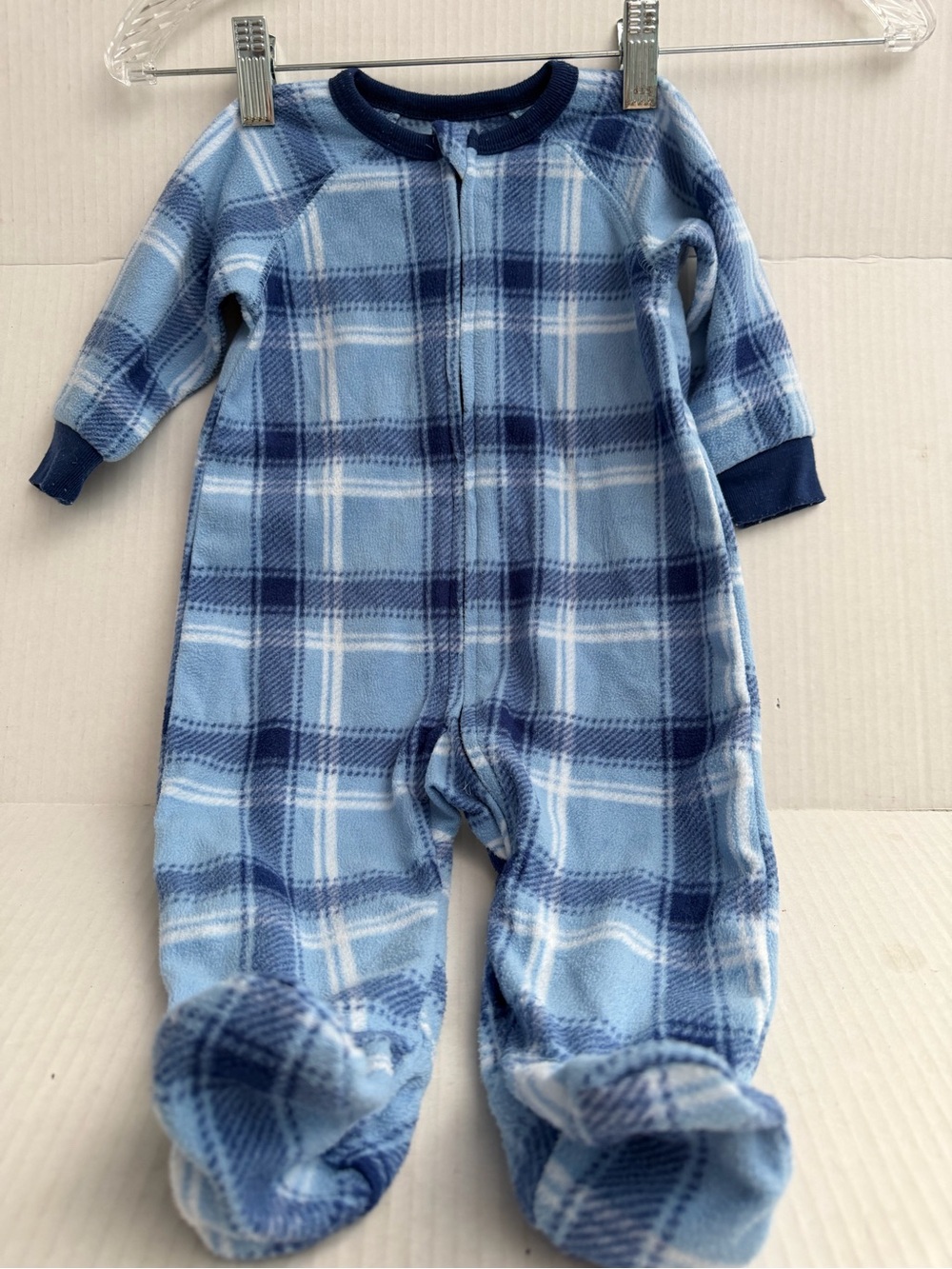 Place Blue Plaid Fleece Footed Pajama One-Piece